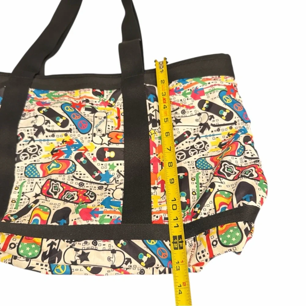 LeSportsac Skateboard Peace All-Over Print Large Tote